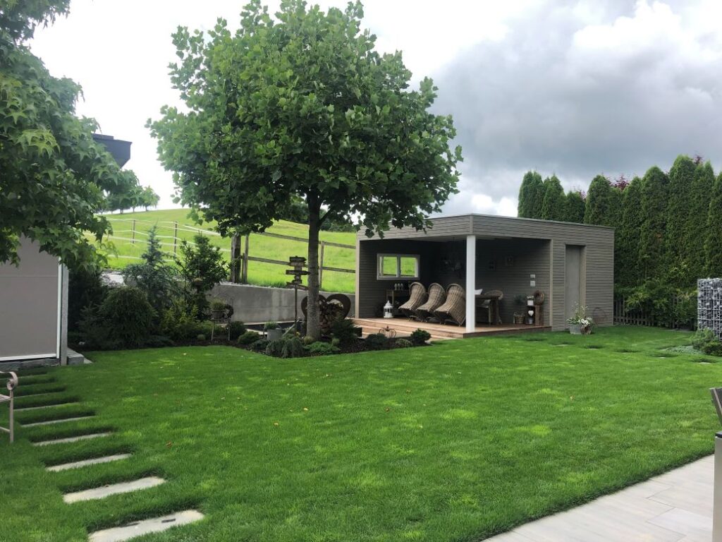 Schefers Garten Ostschweiz Gartenbau Neuanlage Traumgarten Gartenanlage ueberdachter Sitzplatz